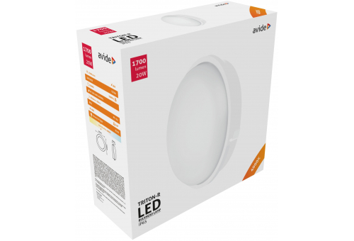 (Triton-R) Cseppálló Mennyezeti Lámpa Kerek IP65 20W NW Fehér
