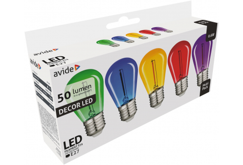 Dekor LED Filament fényforrás 0.6W E27 (Zöld/Kék/Sárga/Piros/Lila)