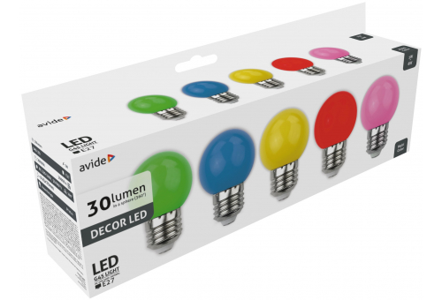 Dekor LED fényforrás G45 1W E27 B5 (Zöld/Kék/Sárga/Piros/Rózsaszín)