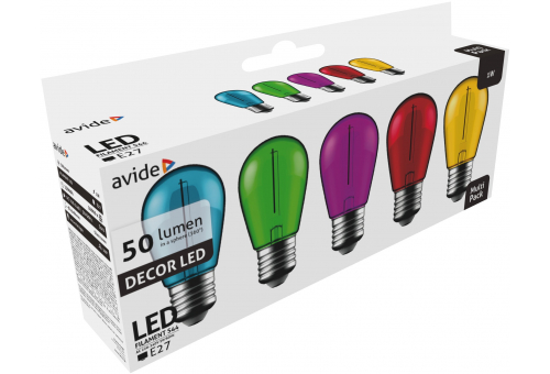 Dekor LED Filament fényforrás 1W E27 (Zöld/Kék/Sárga/Piros/Lila)