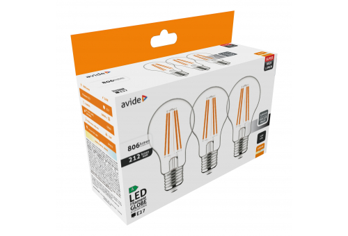 LED Filament Globe 3.8W E27 NW 4000K Super High Lumen 3db/csomag