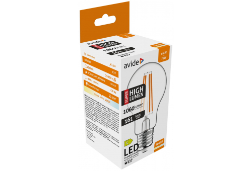 Avide LED Filament Globe 6.6W E27 A60 NW 4000K Super High Lumen