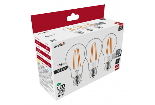 LED Filament Globe 3.8W E27 WW 3000K Super High Lumen 3db/csomag