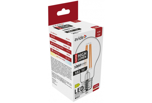 Avide LED Filament Globe 6.6W E27 A60 WW 2700K Super High Lumen