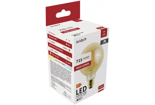 LED Filament Globe G95 7W Fényerőszabályzós Borostyán E27 WW