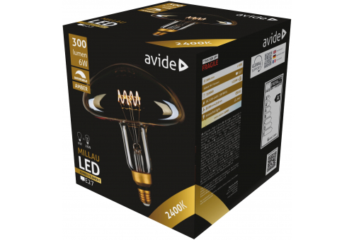 LED Jumbo Filament Millau 200x210mm Amber 6W E27 2400K Fényerőszabályzós