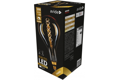 LED Jumbo Filament Rialto 160x320mm Amber 8W E27 2400K Fényerőszabályzós
