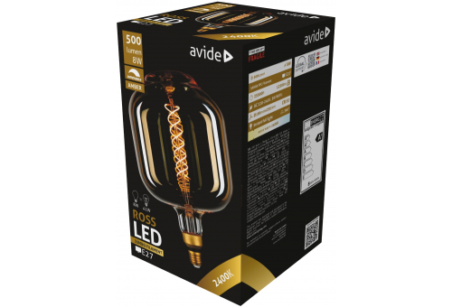 LED Jumbo Filament Ross 180x295mm Amber 8W E27 2400K Fényerőszabályzós