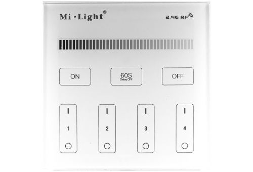 LED Szalag 12V Fényerőszabályzó 4 Zónás RF Falra Szerelhető /2xAAA/ Érintőpaneles Távirányító
