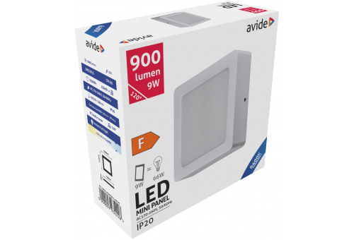 LED Falra Szerelhető Négyzetes Mennyezeti Lámpa Műanyag 9W CW