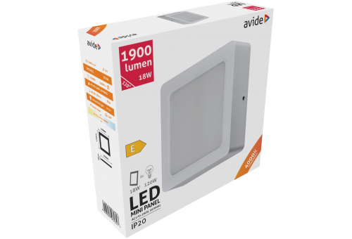 LED Falra Szerelhető Négyzetes Mennyezeti Lámpa Műanyag 18W NW