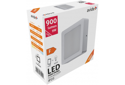 LED Falra Szerelhető Négyzetes Mennyezeti Lámpa Műanyag 9W NW