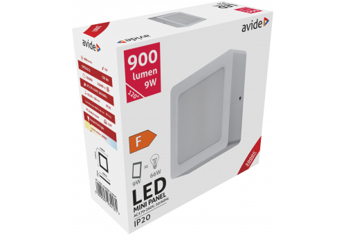 LED Falra Szerelhető Négyzetes Mennyezeti Lámpa Műanyag 9W WW