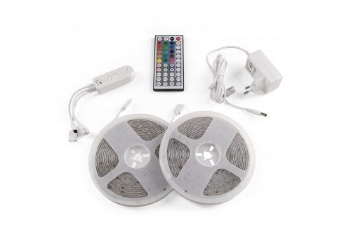 LED Szalag Bliszter 12V 22W RGB 2x5m TUYA - Zene vez. + IR távirányító