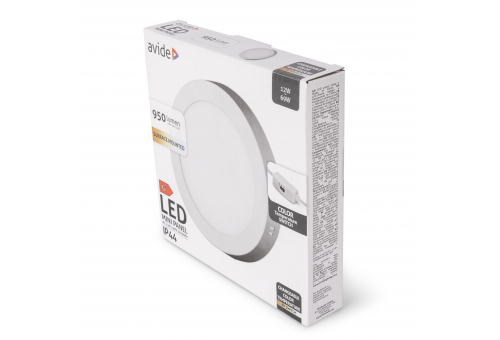 LED Falra Szerelhető Kerek Mennyezeti Lámpa 12W, CCT kapcsolóval, ALU, IP44 Front