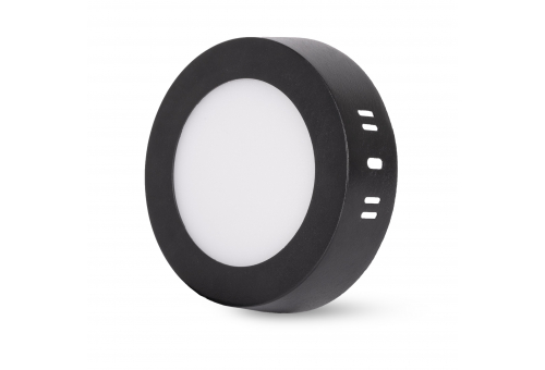 LED Falra Szerelhető Kerek Mennyezeti Lámpa 6W, CCT kapcsolóval, ALU, IP44 Front, Black