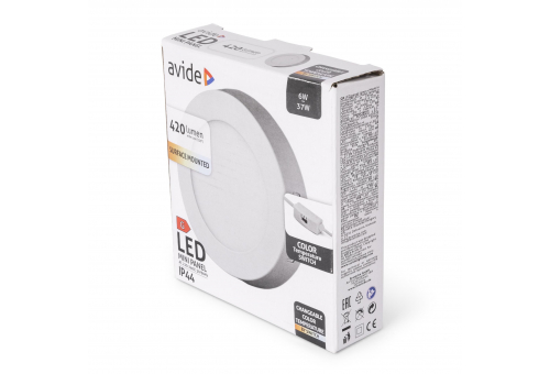 LED Falra Szerelhető Kerek Mennyezeti Lámpa 6W, CCT kapcsolóval, ALU, IP44 Front