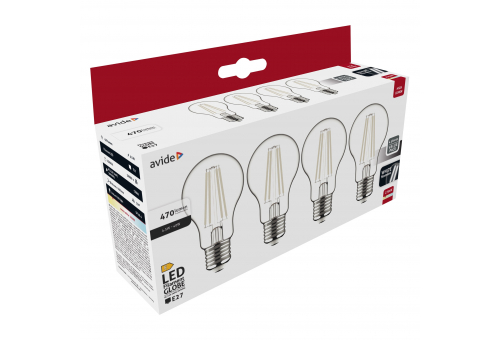 LED White Filament Globe 4.5W E27 WW 2700K-4er