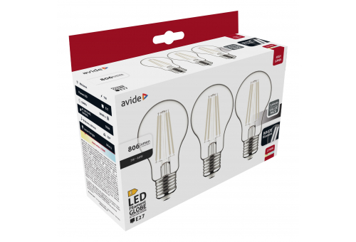LED White Filament Globe 7W E27 WW 2700K-3er