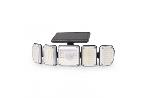 Napelemes Műanyag Fali lámpa 2.5W SMD CCT 5 fej mozgásérzékelővel + IR